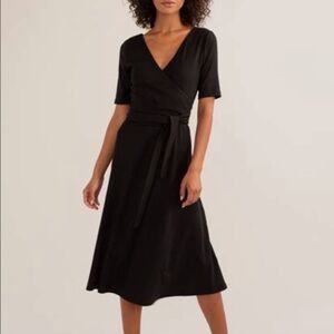 Modern Citizen blue Wrap Midi Dress with Tie Waist